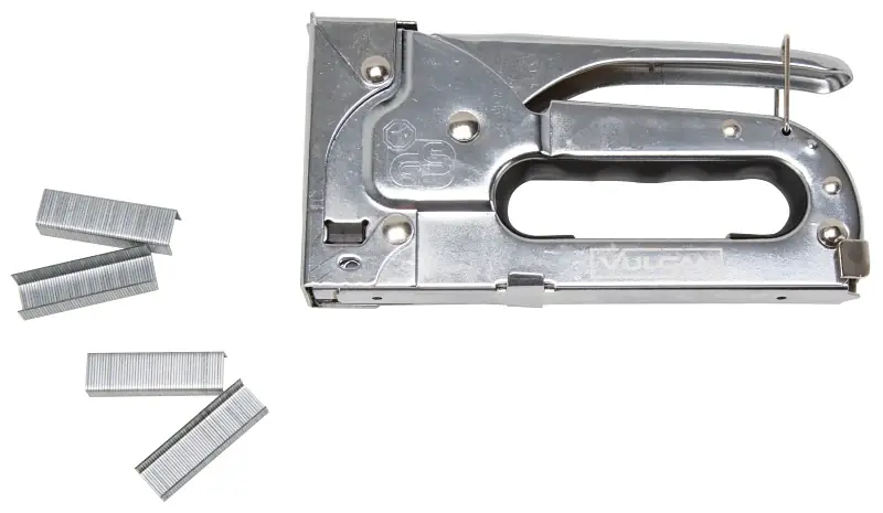 Place Order Vulcan RT-101C Staple Gun, 50 Staples/Row Magazine, Fine Wire Staples Staple, Stainless Steel Staple, Silver