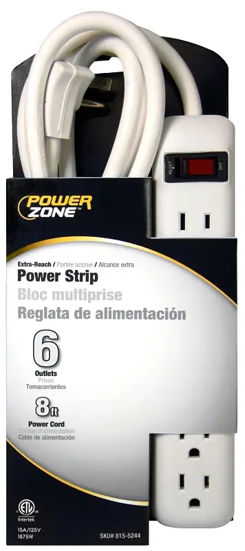 PowerZone OR801115 Power Outlet Strip, Right Angle Plug, 6-Socket, 15 A, 125 V Hassle-Free Returns