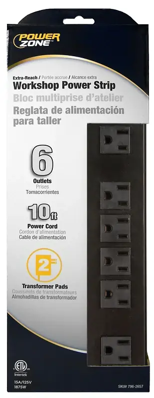 Special Discount PowerZone OR801120 Power Outlet Strip, 6-Socket, 15 A, 125 V