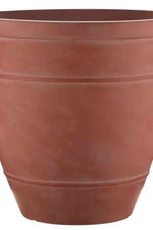 Southern Patio RUB-094203 Wright Planter, 18 in H, Rubber, Terra Cotta Brand New