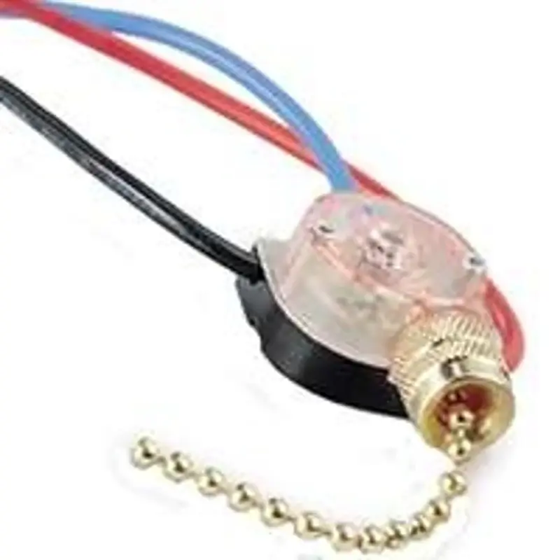 Authentic Gardner Bender GSW-39 Pull Chain Switch, 2 -Pole, 125/250 VAC, 3/6 A, Black/Clear, Brass