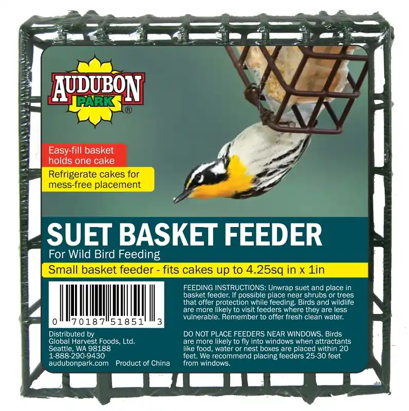 Crafted Audubon Park 12331 Suet Basket, Grid, 4 oz, Metal, Green, 5-3/4 in H