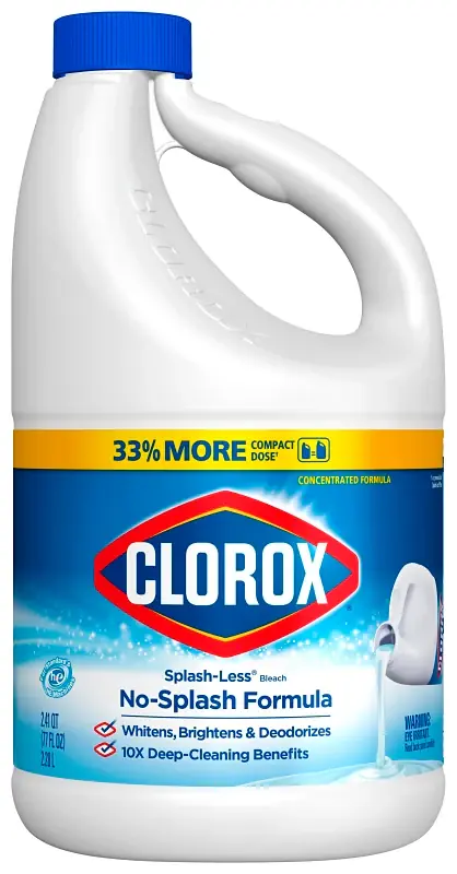 Premium Clorox Splash-Less 32347 Concentrated Bleach, 77 oz, Liquid, Regular, Pack of 6
