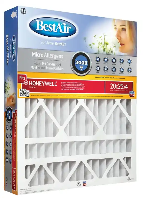 BestAir HW2025-13R Air Filter, 24-5/8 in L, 19-3/4 in W, 13 MERV Genuine