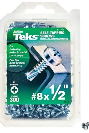 Teks 21360 Screw, #8 Thread, 1/2 in L, Coarse Thread, Pan Head, Phillips Drive, Self-Drilling, Self-Tapping Point Exclusive Offer