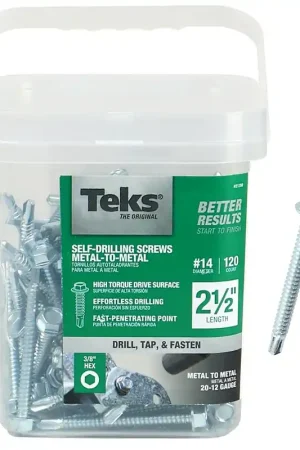 Teks 21358 Screw, #14 Thread, 2-1/2 in L, Hex Drive, Self-Drilling, Self-Tapping Point, Steel, Zinc Cheap