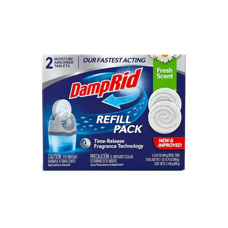 DampRid FG97FSSB Drop-In Tab Moisture Absorber Refill, 15.8 oz Tablet, Solid, Fresh Limited Offer