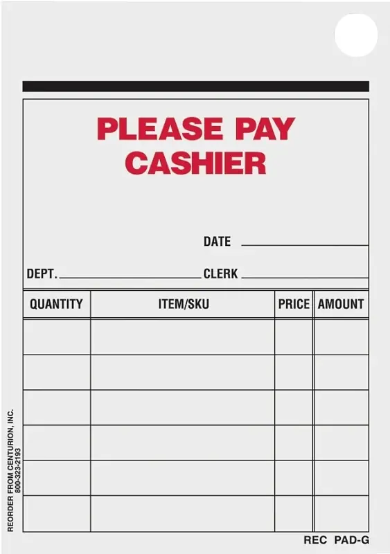 Final Sale Centurion REC PAD-G Sales Slip Receipt Pad, Multi-Purpose
