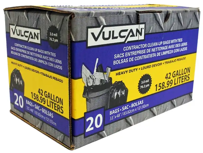 Vulcan FG-03812-07 Contractor Bag, 42 gal, Black Authentic