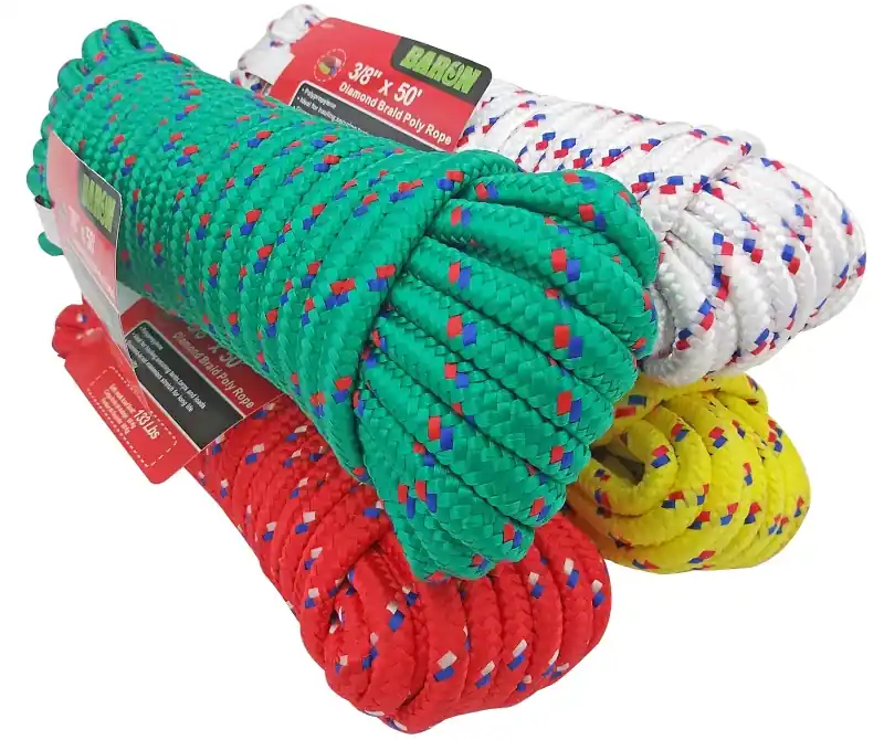Hassle-Free Returns Baron 42217 Rope, 3/8 in Dia, 50 ft L, 133 lb Working Load, Polypropylene, Assorted
