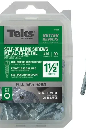 Teks 21332 Screw, #10 Thread, 1-1/2 in L, Coarse Thread, Hex Drive, Self-Drilling, Self-Tapping Point, Steel, Zinc Cheap