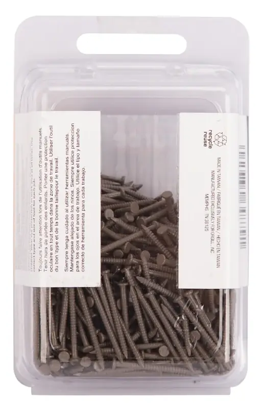 While Supplies Last ProSource NTP-090-PS Panel Nail, 16D, 1 in L, Steel, Painted, Flat Head, Ring Shank, Dark Oak, 171 lb, Pack of 5
