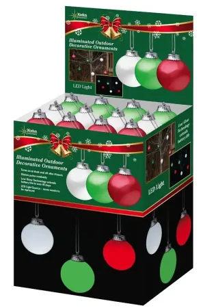 Xodus Innovations WP5ST-54 Pulsing Ornament Display, 6 in H, Round, LED Bulb, Plastic, Green/Red/White, Pack of 54 Free Returns