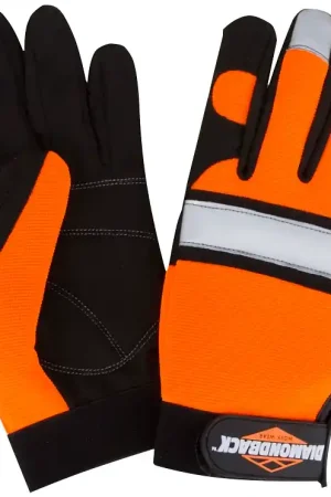 Diamondback 5959M Touchscreen Hi Visibility Mechanics Gloves, M, 55% Synthetic Leather 30% Spandex 10% Reflective Fabric 5% Elastic Band Best Choice