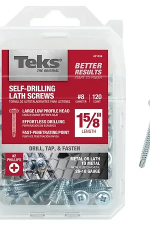 Teks 21536 Lath Screw, #8 Thread, Truss Head, Phillips Drive, Drill Point, Steel, Zinc, 120 PK Today Only
