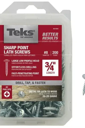 Teks 21504 Lath Screw, #8 Thread, Truss Head, Phillips Drive, Sharp Point, Steel, Zinc, 200 PK Get Yours