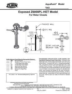 Zurn Aquaflush Series Z6000PL-HET Toilet Flush Valve, 1 in IPS, 1.28 gpf Flush, Flush-o-Meter Flushing System Buy Today
