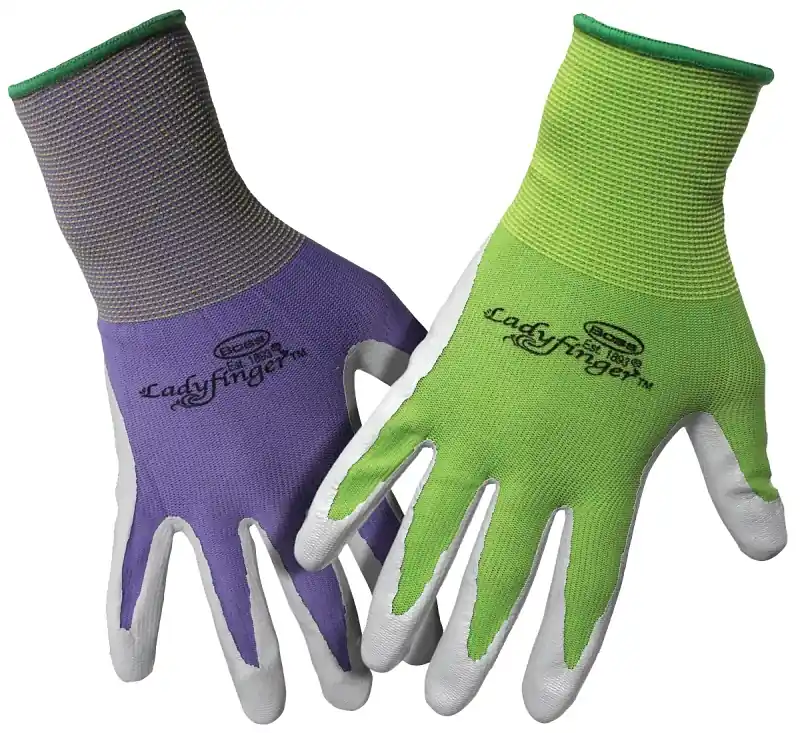 Boss LADYFINGER 8438XS Coated Gloves, Women's, XS, Nitrile Coating, Nylon Glove, Green/Pink/Purple Authentic