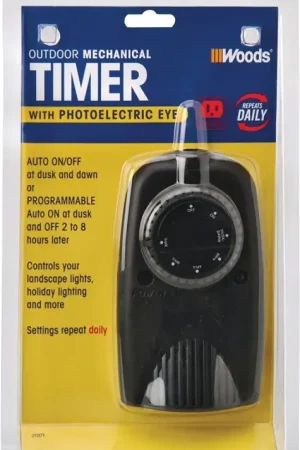 Woods 2001 Mechanical Timer, 8.3 A, 120 V, 1 W, 24 hr Time Setting, Black Must Have