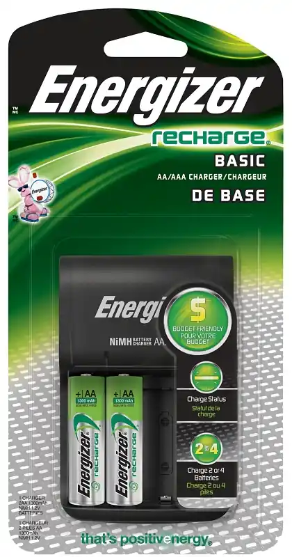 Top Rated Energizer CHVCWB2 Battery Charger, AA, AAA Battery, Nickel-Metal Hydride Battery, 4 -Battery, Fold-Out Plug, Silver