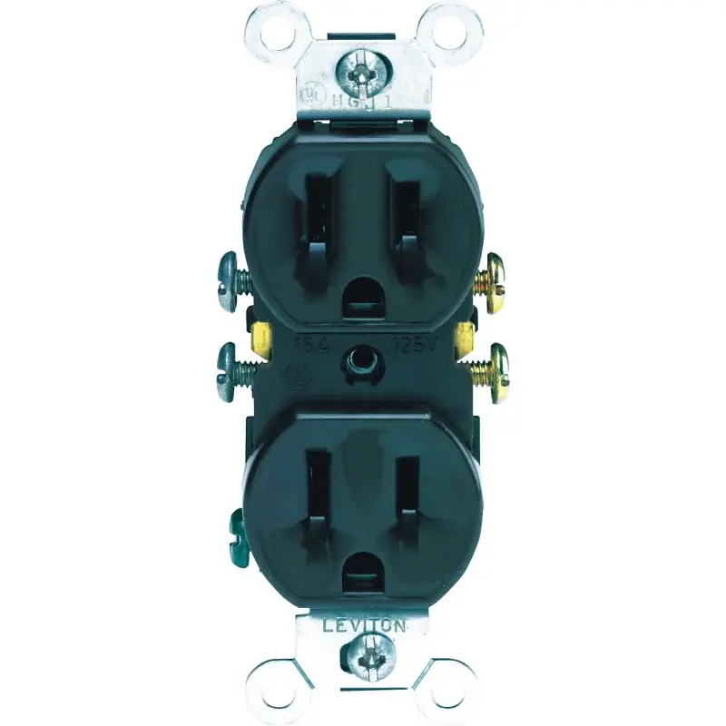 Leviton 302-05320-0CP Duplex Receptacle, Thermoplastic, Brown, 2-Pole, 15 A, 125 V, Push-In, Side Wiring, Wall Mounting Latest