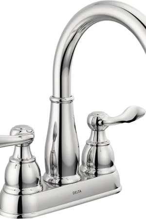 Trusted Brand Delta Windemere 25896LF Series Centerset Bathroom Faucet, Chrome Plated, 1-5/8 in Plate Size, 5-11/16 in, 1.2 gpm, Metal