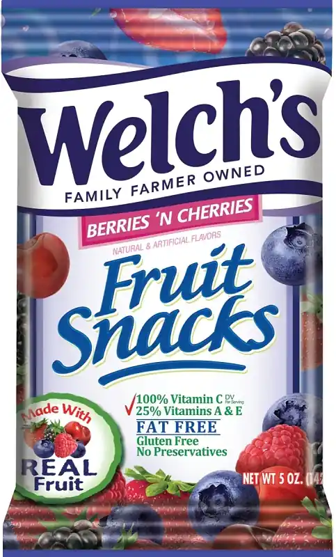 Welch's PIM05092 Fruit Snack, Blackberry, Blueberry, Cherry, Dark Cherry, Raspberry, Strawberry Flavor, 5 oz Bag, Pack of 12 Grab Now