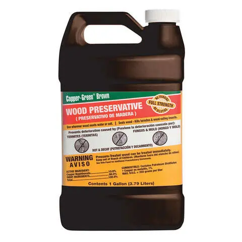 Luxury Copper Green Flat Brown Oil-Based Wood Preservative 1 gal, Pack of 4