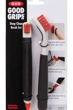 OXO Good Grips Medium Bristle Plastic/Rubber Handle Deep Clean Brush Set Certified