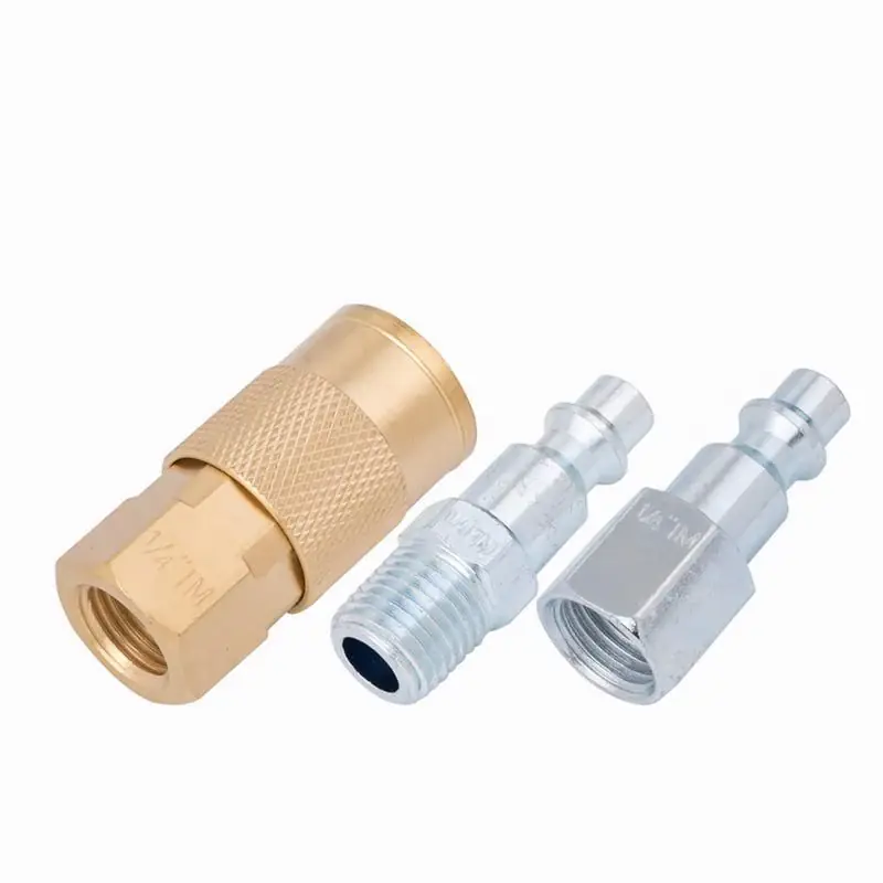 Craftsman Brass/Steel Industrial Air Coupler and Plug Set 1/4 in. 3 pc Secure Checkout