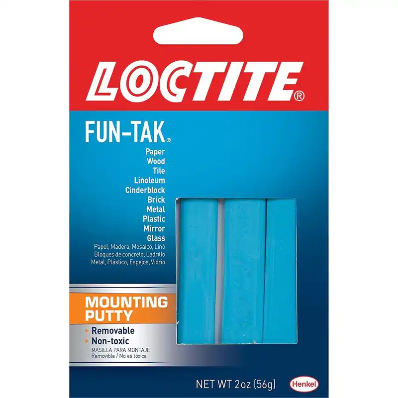 High Quality Loctite Fun-Tak Low Strength Synthetic Rubber Blue Mounting Putty 2 oz, Pack of 12