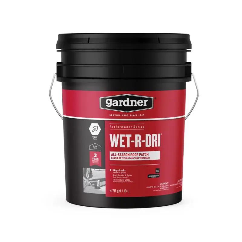 Gardner WET-R-DRI Gloss Black Patching Cement All-Weather Roof Cement 5 gal New Release