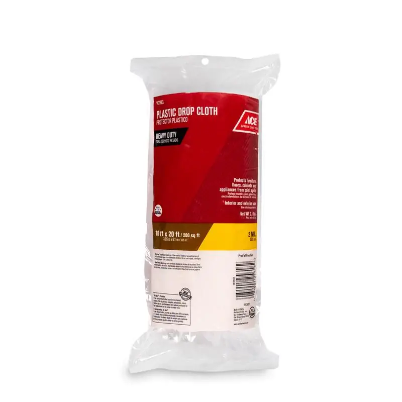 Brand New Ace 10 ft. W X 20 ft. L X 2 mil Professional Grade Plastic Drop Cloth 1 pk