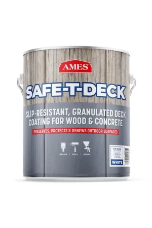 Premium AMES Safe-T-Deck Semi-Gloss White Anti-slip Coating 1 gal, Pack of 4