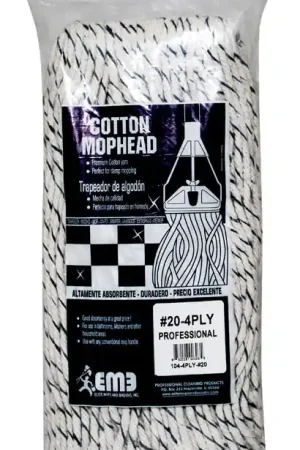 Elite Mops and Brooms #20 Cut End Cotton Mop Refill 1 pk, Pack of 6 Authentic