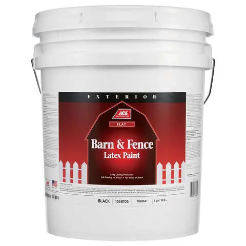 Ace Flat Black Barn and Fence Paint Exterior 5 gal Same Day Shipping