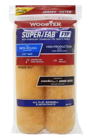 Free Returns Wooster Super/Fab FTP Knit 6 1/2 in. W X 1/2 in. Jumbo Paint Roller Cover 2 pk, Pack of 12