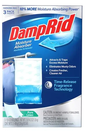 DampRid Hanging Moisture Absorber Pure Linen Scent 15.4 oz 3 pk, Pack of 4 Authentic