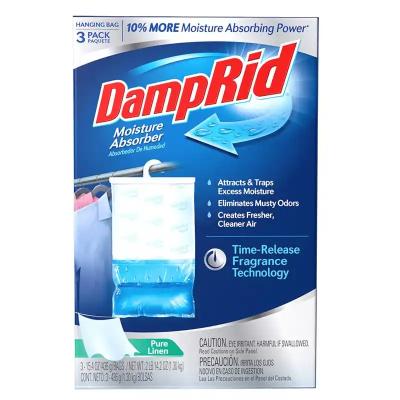 DampRid Hanging Moisture Absorber Pure Linen Scent 15.4 oz 3 pk, Pack of 4 Authentic