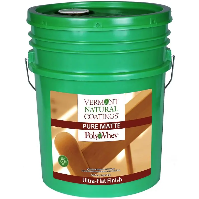 Vermont Natural Coatings PolyWhey Ultra Flat White Water-Based Waterborne Wood Finish 5 gal Genuine