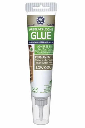 GE Silicone 2 Medium Strength Silicone Clear Glue 2.8 oz, Pack of 12 Flash Sale