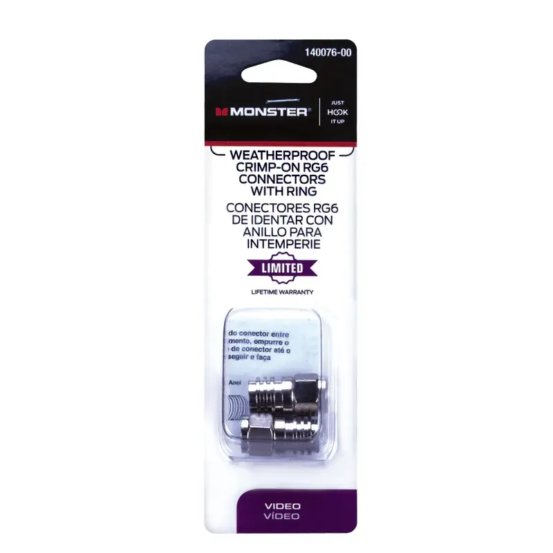 Monster Just Hook It Up Crimp-On RG6/U Coaxial Connector 2 pc Exclusive Offer