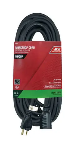 Ace Indoor 50 ft. L Black Extension Cord 16/3 SJO Order Now