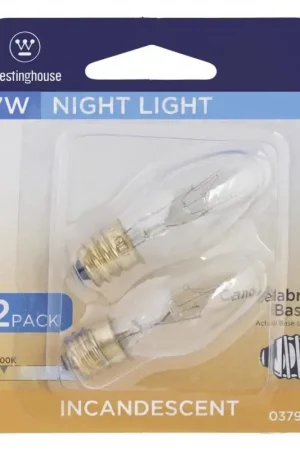 Premium Westinghouse 7 W C7 Specialty Incandescent Bulb E12 (Candelabra) White 2 pk, Pack of 10