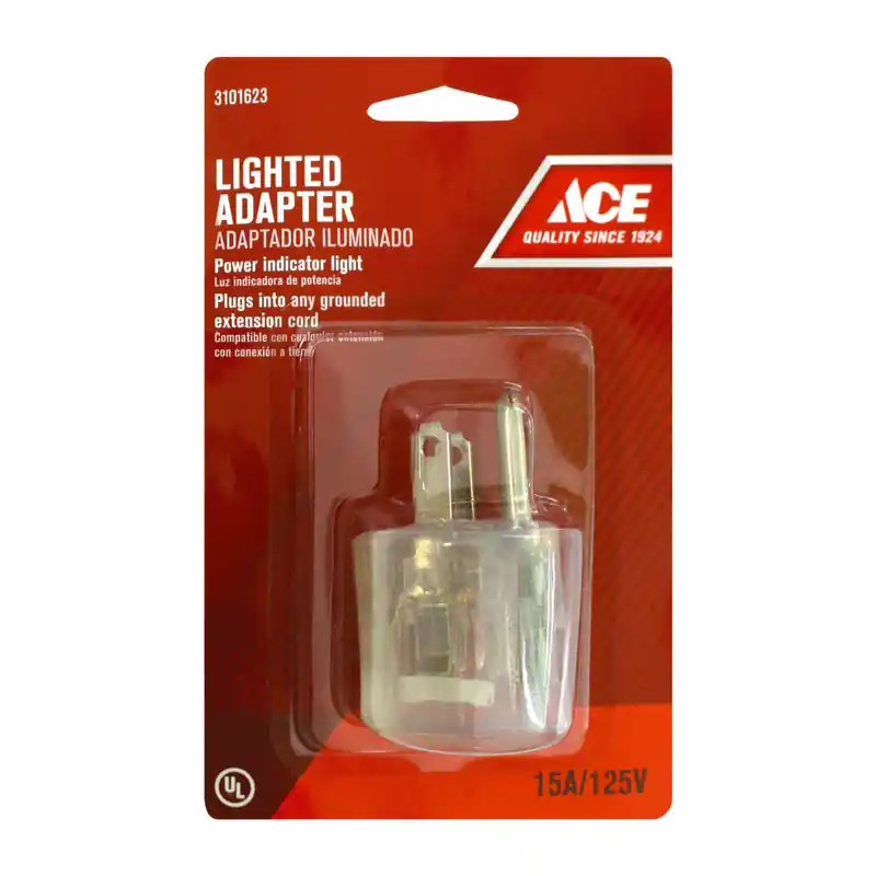Get Yours Ace Grounded 1 outlets Adapter w/Light 1 pk
