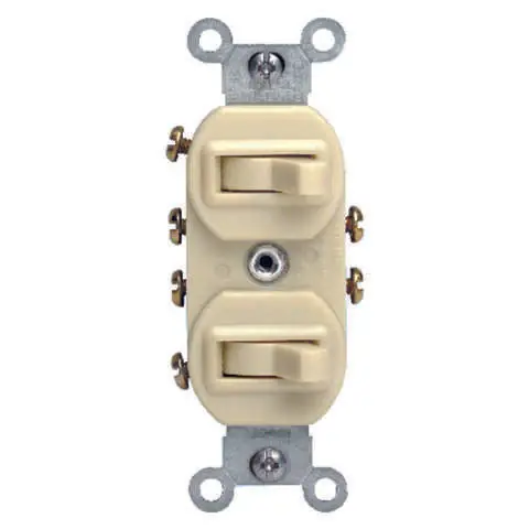 Leviton 15 amps Three Pole Toggle Duplex Combination Switch Ivory 1 pk Genuine