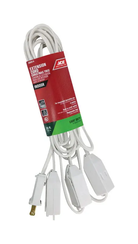 Special Offer Ace Indoor 15 ft. L White Extension Cord 18/2 SPT-2