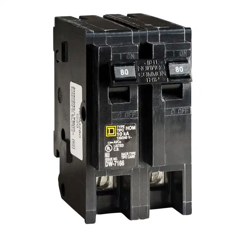 Square D HomeLine 80 amps Plug In 2-Pole Circuit Breaker Today Only