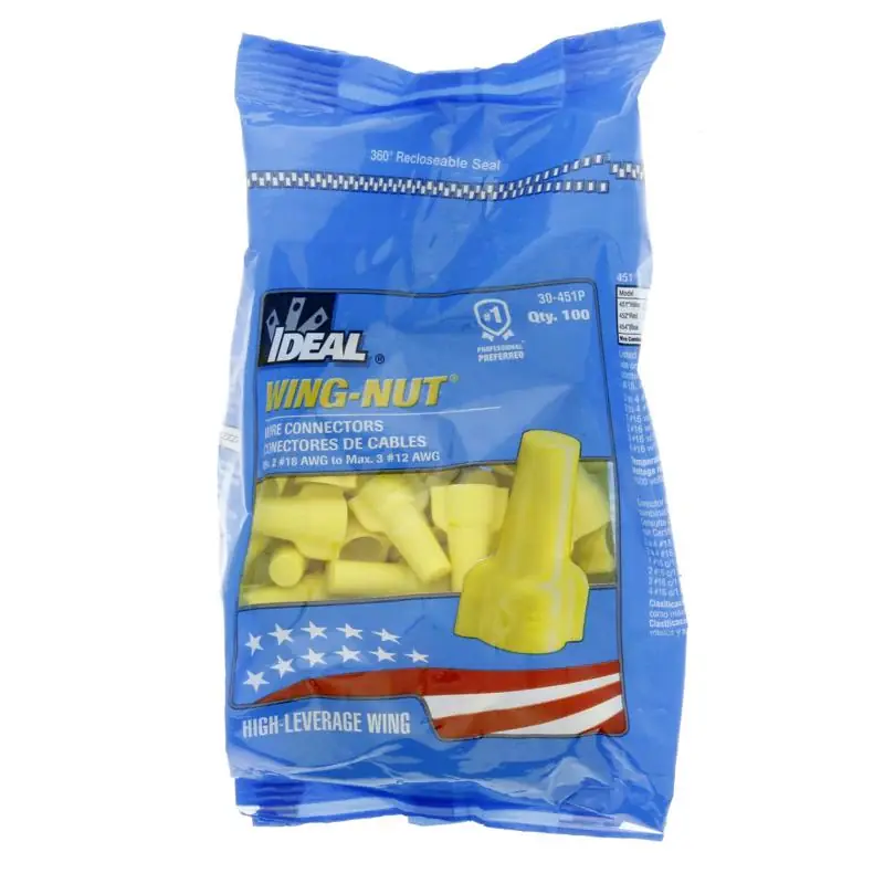 Ideal Industries Wing-Nut Insulated Wire Connector Yellow 100 pk Premium