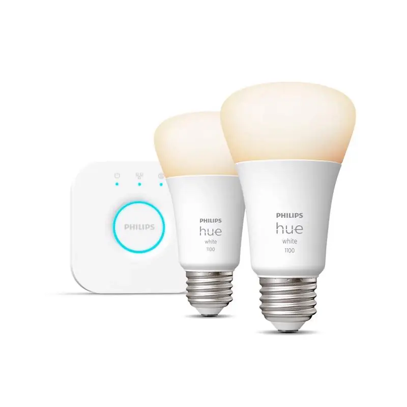 Philips HUE A19 E26 (Medium) Smart-Enabled LED Bulb Starter Kit Cool White 75 Watt Equivalence 2 pk Save Now